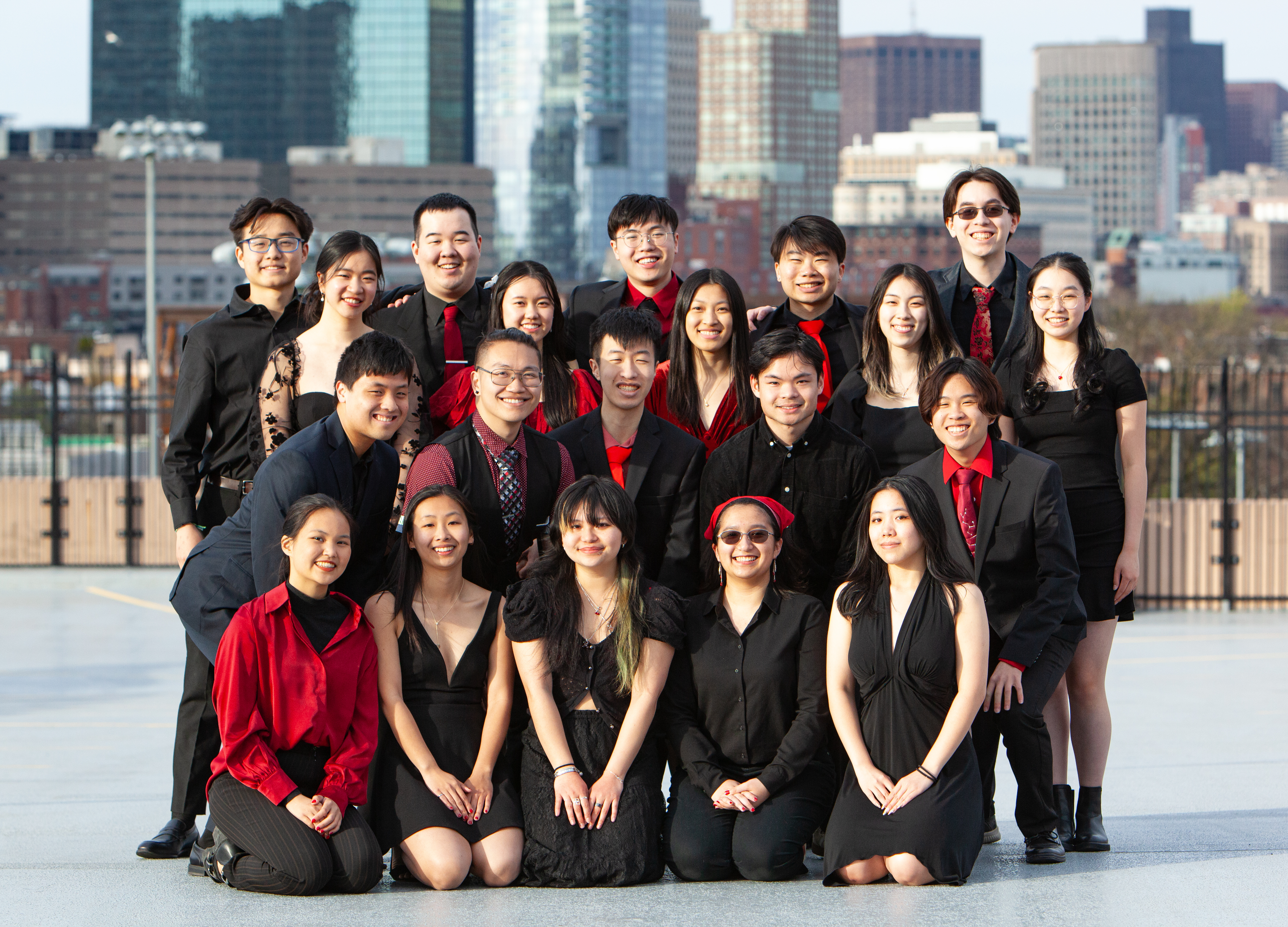 A team picture of Northeastern University Dragon and Lion Dance Troupe
